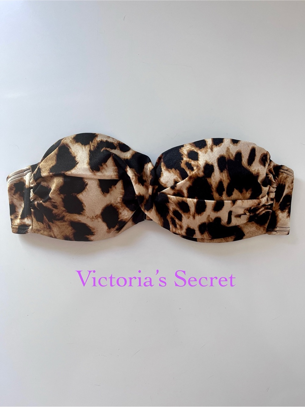 Victoria’s Secret Leopard Print Bandeau Bikini Top 34B Underwire Strapless